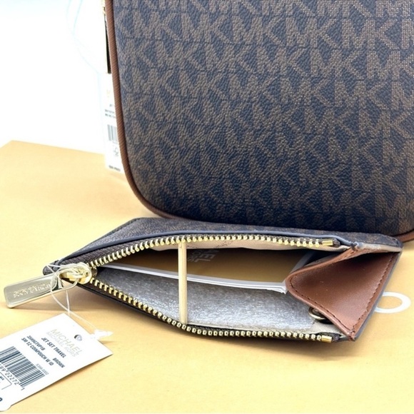 Michael Kors Medium NS Chain Xbody Bag & Small TZ Coinpouch w/D Brown/Gold - Picture 11 of 12